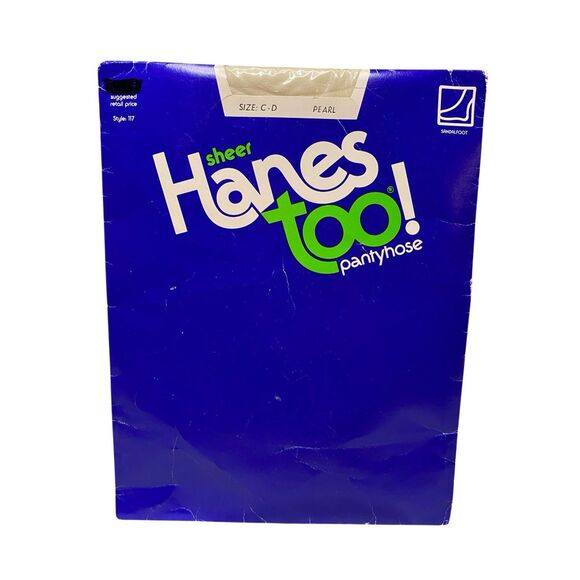 Hanes Too Sheer Sandalfoot Pantyhose Pearl Size C D Vintage 1985 Nylon Hosiery - Picture 1 of 5